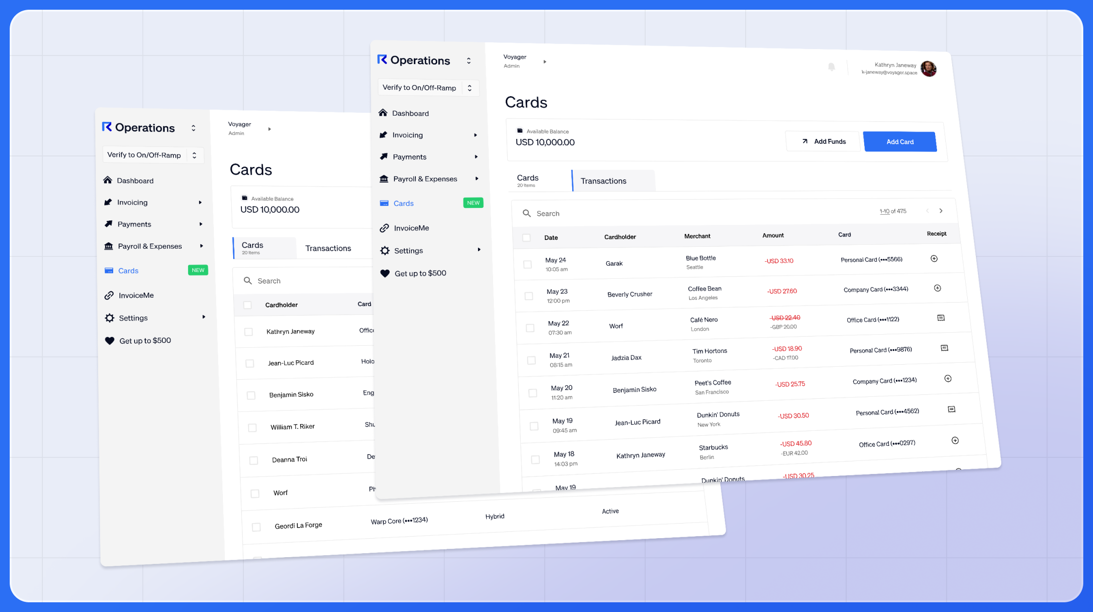 Cards and Transactions in one place